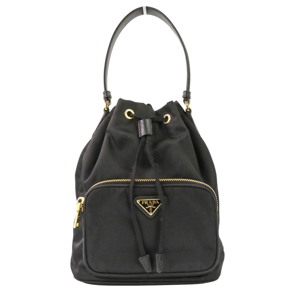 PRADA Duet drawstring bag handbag shoulder black